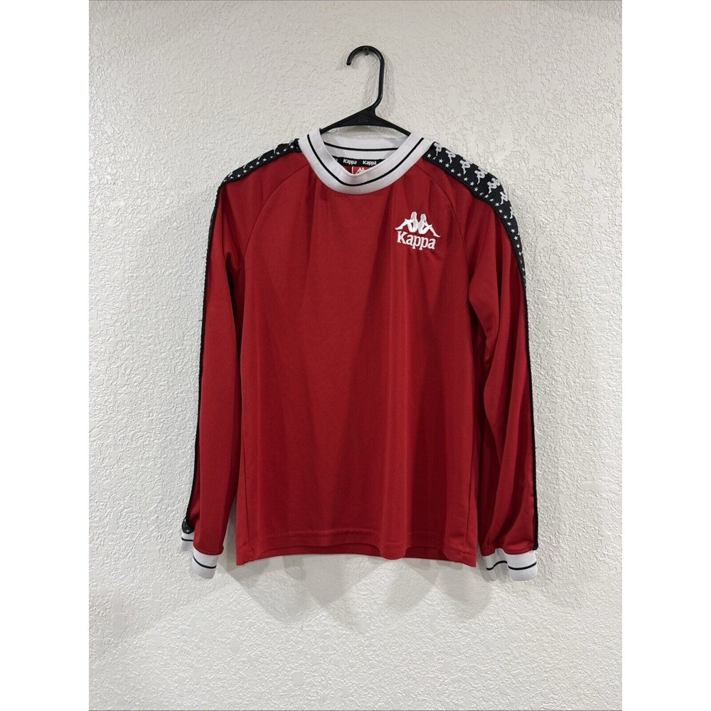 Kappa Sweatshirt Womens Small Red Velour Tapered Sleeves